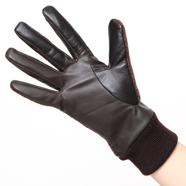 佐々木手袋 日本製 ハリスツイード 牛革 レザー レディース 手袋 スマートフォン対応 ダークブラウン ブラウン 茶 茶色 リブ付き  防寒 革手袋 本革 国産 オールレザー 化粧箱付き スマホ タッチパネル 操作可能 おしゃれ プレゼント 女性 大人 通勤 暖かい