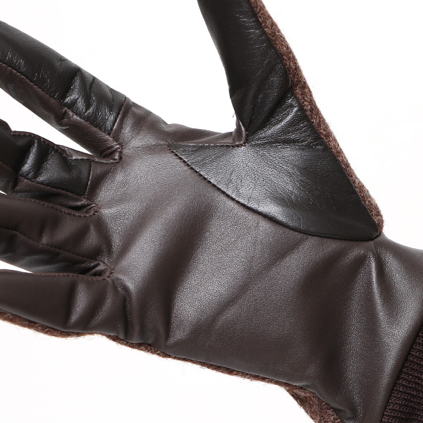  佐々木手袋 日本製 ハリスツイード 牛革 レザー レディース 手袋 スマートフォン対応 ダークブラウン ブラウン 茶 茶色 リブ付き  防寒 革手袋 本革 国産 オールレザー 化粧箱付き スマホ タッチパネル 操作可能 おしゃれ プレゼント 女性 大人 通勤 暖かい