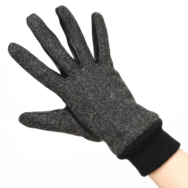  佐々木手袋 日本製 ハリスツイード 牛革 レザー レディース 手袋 スマートフォン対応 ダークグレー グレー グレイ 灰色 リブ付き  防寒 革手袋 本革 国産 オールレザー 化粧箱付き スマホ タッチパネル 操作可能 おしゃれ プレゼント 女性 大人 通勤 暖かい