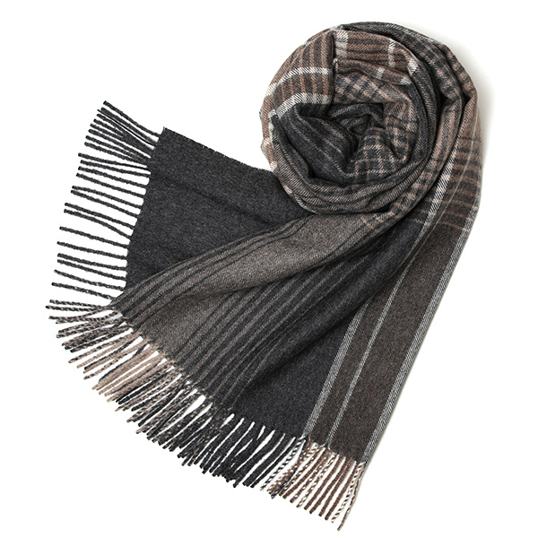 シルケボープレード 130×200cm ベビーアルパカストール ブラウン/チェックB