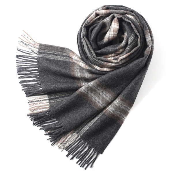 シルケボープレード 130×200cm ベビーアルパカストール グレー/チェック