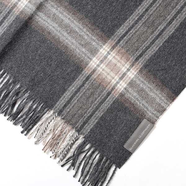  大判 マフラー ストール 130×200cm ブランド メンズ レディース ベビー アルパカ 100％ 秋冬 厚手 ブランケット グレー グレイ 灰色 クリスマス プレゼント ギフト チェック  無地 Silkeborg Plaids(シルケボープレード)