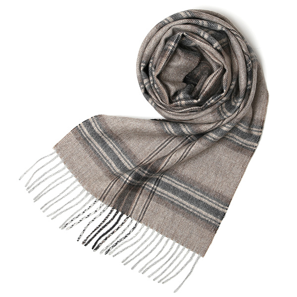 シルケボープレード 30×200cm ベビーアルパカストール ブラウン/チェック