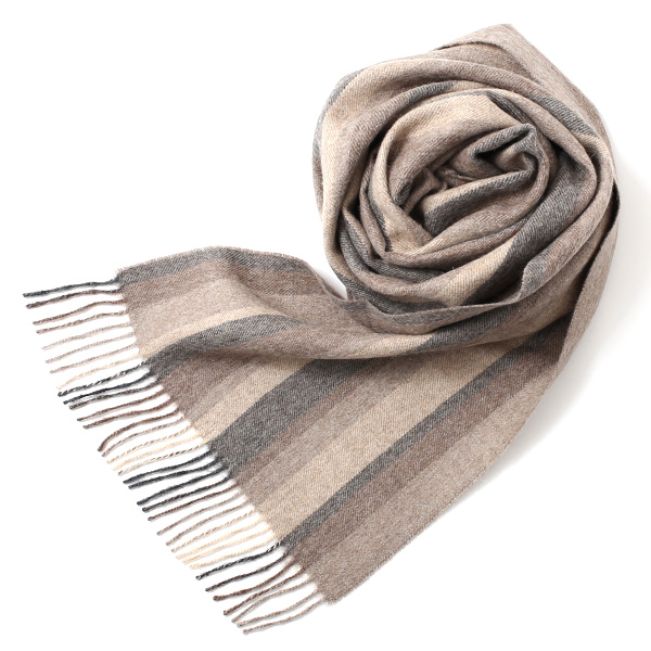 シルケボープレード 30×200cm ベビーアルパカストール ブラウン/ストライプ