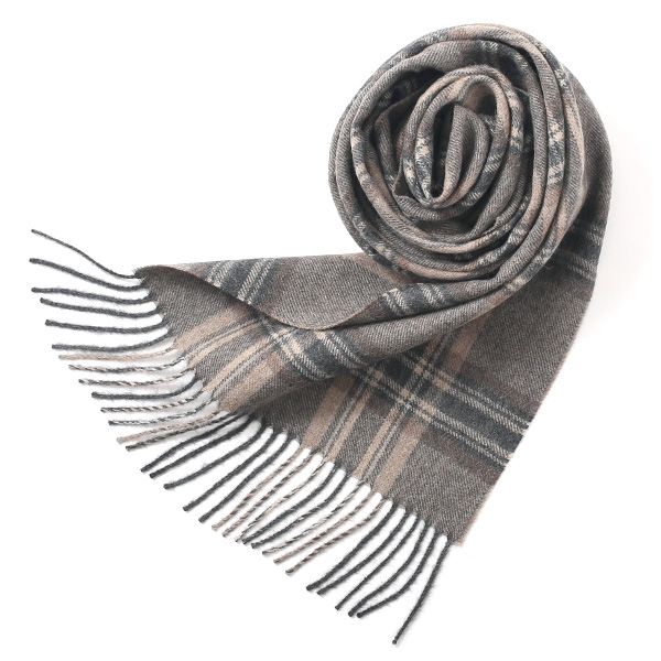 シルケボープレード 30×200cm ベビーアルパカストール グレー/チェック