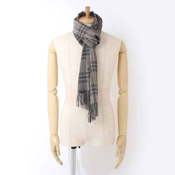  ストール マフラー ベビーアルパカ 100％ 北欧 ブランド メンズ レディース グレー グレイ 灰色 彼氏 彼女 プレゼント 高級 ギフト ウール 厚手 チェック 柄 無地 シンプル Silkeborg Plaids(シルケボープレード)