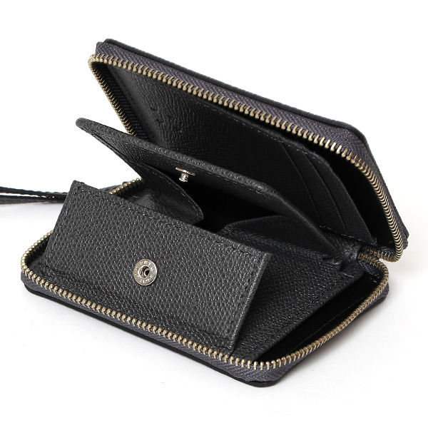 【SOPO】 フランス製高級レザー ミニ財布 二つ折り 本革 薄い ラウンドファスナー 小さい 財布 ブランド ダークグレー グレー グレイ 灰色 メンズ レディース ユニセックス 小銭入れあり 小型 ファスナー 薄型 おしゃれ プレゼント 革 レザー ソポ SO36