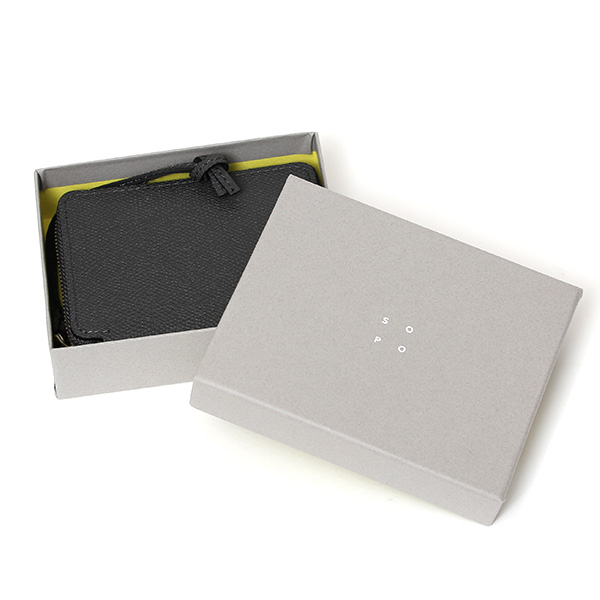 【SOPO】 フランス製高級レザー ミニ財布 二つ折り 本革 薄い ラウンドファスナー 小さい 財布 ブランド ダークグレー グレー グレイ 灰色 メンズ レディース ユニセックス 小銭入れあり 小型 ファスナー 薄型 おしゃれ プレゼント 革 レザー ソポ SO36