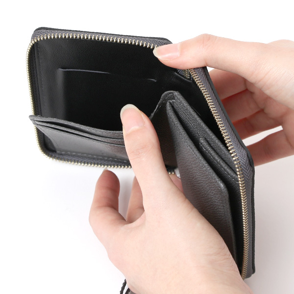 【SOPO】 フランス製高級レザー ミニ財布 二つ折り 本革 薄い ラウンドファスナー 小さい 財布 ブランド ダークグレー グレー グレイ 灰色 メンズ レディース ユニセックス 小銭入れあり 小型 ファスナー 薄型 おしゃれ プレゼント 革 レザー ソポ SO36