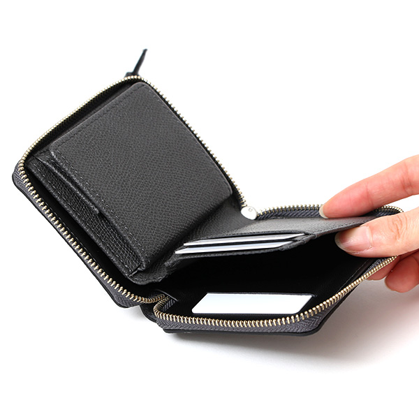 【SOPO】 フランス製高級レザー ミニ財布 二つ折り 本革 薄い ラウンドファスナー 小さい 財布 ブランド ダークグレー グレー グレイ 灰色 メンズ レディース ユニセックス 小銭入れあり 小型 ファスナー 薄型 おしゃれ プレゼント 革 レザー ソポ SO36