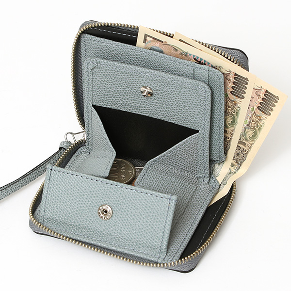  【SOPO】 フランス製高級レザー ミニ財布 二つ折り 本革 薄い ラウンドファスナー 小さい 財布 ブランド ブルー ネイビー 青色 メンズ レディース ユニセックス 小銭入れあり 小型 ファスナー 薄型 おしゃれ プレゼント 革 レザー ソポ SO36