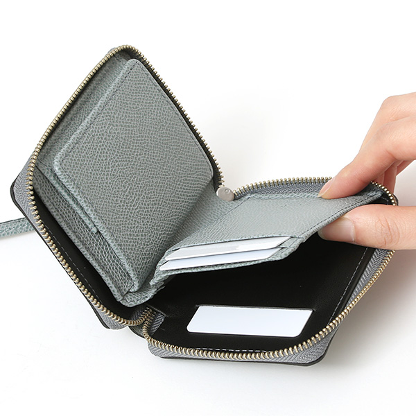  【SOPO】 フランス製高級レザー ミニ財布 二つ折り 本革 薄い ラウンドファスナー 小さい 財布 ブランド ブルー ネイビー 青色 メンズ レディース ユニセックス 小銭入れあり 小型 ファスナー 薄型 おしゃれ プレゼント 革 レザー ソポ SO36