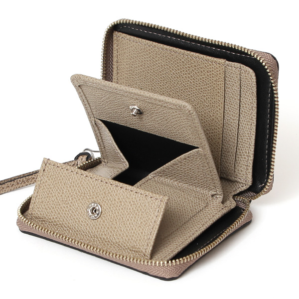  【SOPO】 フランス製高級レザー ミニ財布 二つ折り 本革 薄い ラウンドファスナー 小さい 財布 ブランド ベージュ 肌色 メンズ レディース ユニセックス 小銭入れあり 小型 ファスナー 薄型 おしゃれ プレゼント 革 レザー ソポ SO36