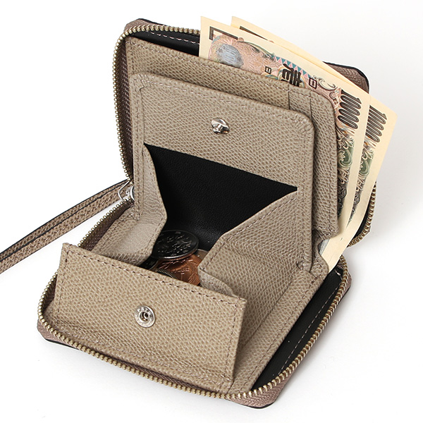  【SOPO】 フランス製高級レザー ミニ財布 二つ折り 本革 薄い ラウンドファスナー 小さい 財布 ブランド ベージュ 肌色 メンズ レディース ユニセックス 小銭入れあり 小型 ファスナー 薄型 おしゃれ プレゼント 革 レザー ソポ SO36