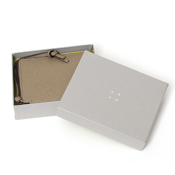  【SOPO】 フランス製高級レザー ミニ財布 二つ折り 本革 薄い ラウンドファスナー 小さい 財布 ブランド ベージュ 肌色 メンズ レディース ユニセックス 小銭入れあり 小型 ファスナー 薄型 おしゃれ プレゼント 革 レザー ソポ SO36