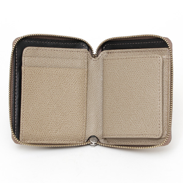  【SOPO】 フランス製高級レザー ミニ財布 二つ折り 本革 薄い ラウンドファスナー 小さい 財布 ブランド ベージュ 肌色 メンズ レディース ユニセックス 小銭入れあり 小型 ファスナー 薄型 おしゃれ プレゼント 革 レザー ソポ SO36