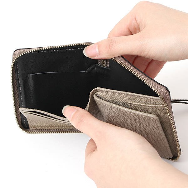  【SOPO】 フランス製高級レザー ミニ財布 二つ折り 本革 薄い ラウンドファスナー 小さい 財布 ブランド ベージュ 肌色 メンズ レディース ユニセックス 小銭入れあり 小型 ファスナー 薄型 おしゃれ プレゼント 革 レザー ソポ SO36