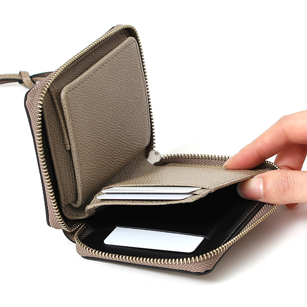  【SOPO】 フランス製高級レザー ミニ財布 二つ折り 本革 薄い ラウンドファスナー 小さい 財布 ブランド ベージュ 肌色 メンズ レディース ユニセックス 小銭入れあり 小型 ファスナー 薄型 おしゃれ プレゼント 革 レザー ソポ SO36