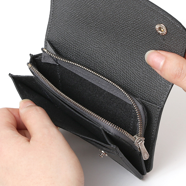  【SOPO】 フランス製高級レザー ミニ財布 本革 薄い 小さい 財布 トラッカーウォレット ブランド ダークグレー グレー グレイ 灰色 メンズ レディース ユニセックス 小型 コンパクト 薄型 さいふ おしゃれ プレゼント 日本製 革 レザー ソポ SO58