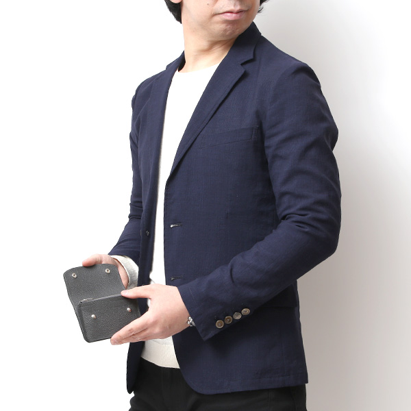  【SOPO】 フランス製高級レザー ミニ財布 本革 薄い 小さい 財布 トラッカーウォレット ブランド ダークグレー グレー グレイ 灰色 メンズ レディース ユニセックス 小型 コンパクト 薄型 さいふ おしゃれ プレゼント 日本製 革 レザー ソポ SO58