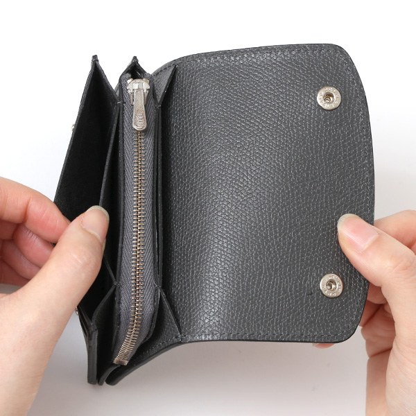  【SOPO】 フランス製高級レザー ミニ財布 本革 薄い 小さい 財布 トラッカーウォレット ブランド ダークグレー グレー グレイ 灰色 メンズ レディース ユニセックス 小型 コンパクト 薄型 さいふ おしゃれ プレゼント 日本製 革 レザー ソポ SO58