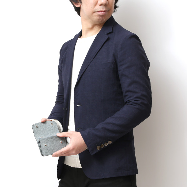  【SOPO】 フランス製高級レザー ミニ財布 本革 薄い 小さい 財布 トラッカーウォレット ブランド ブルー ネイビー 青色 メンズ レディース ユニセックス 小型 コンパクト 薄型 さいふ おしゃれ プレゼント 日本製 革 レザー ソポ SO58