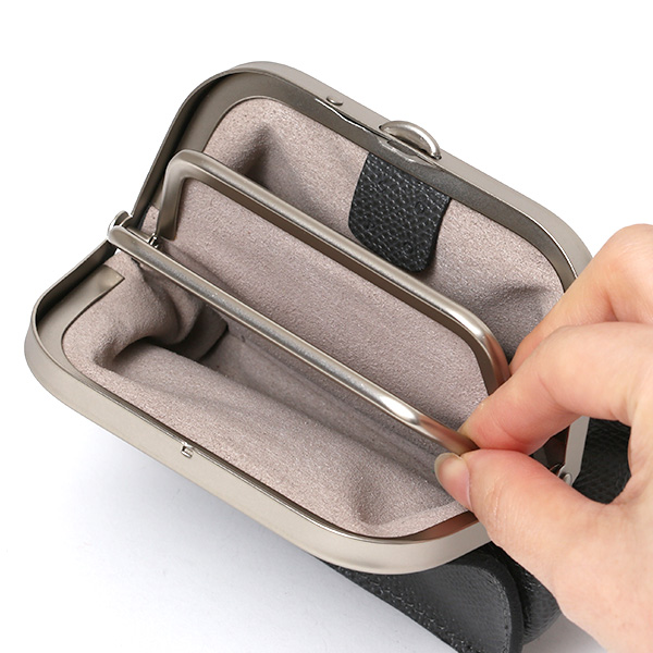  【SOPO】 フランス製高級レザー がま口 ミニ財布 カード収納 お札二つ折り可 本革 小銭入れ 財布 ブランド ダークグレー グレー グレイ 灰色 メンズ レディース ユニセックス コインケース おしゃれ プレゼント 革 レザー 国産 日本製 ソポ SO53