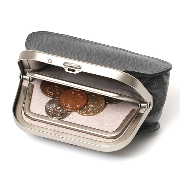  【SOPO】 フランス製高級レザー がま口 ミニ財布 カード収納 お札二つ折り可 本革 小銭入れ 財布 ブランド ダークグレー グレー グレイ 灰色 メンズ レディース ユニセックス コインケース おしゃれ プレゼント 革 レザー 国産 日本製 ソポ SO53