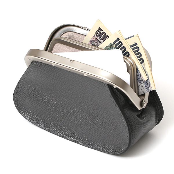  【SOPO】 フランス製高級レザー がま口 ミニ財布 カード収納 お札二つ折り可 本革 小銭入れ 財布 ブランド ダークグレー グレー グレイ 灰色 メンズ レディース ユニセックス コインケース おしゃれ プレゼント 革 レザー 国産 日本製 ソポ SO53