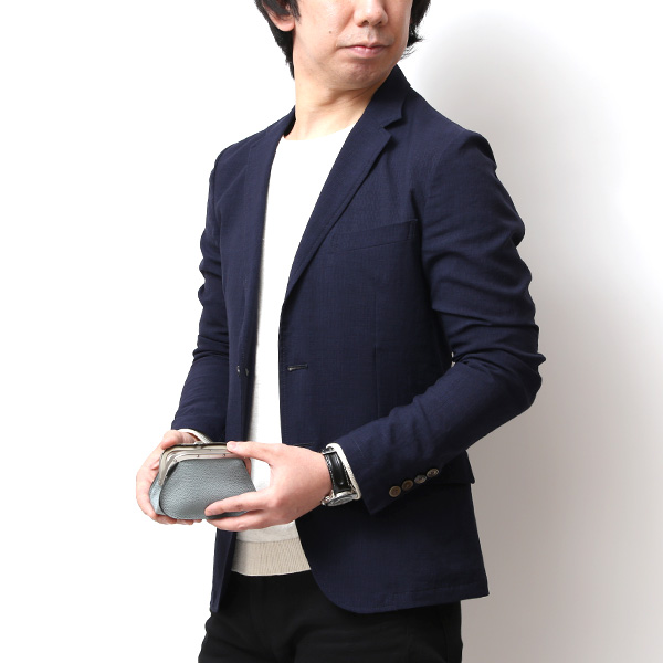  【SOPO】 フランス製高級レザー がま口 ミニ財布 カード収納 お札二つ折り可 本革 小銭入れ 財布 ブランド ブルー ネイビー 青色 メンズ レディース ユニセックス コインケース おしゃれ プレゼント 革 レザー 国産 日本製 ソポ SO53