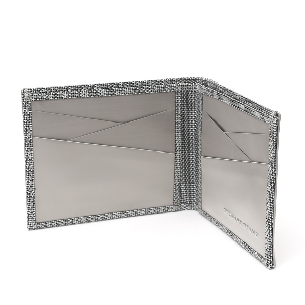  二つ折り財布 メンズ スキミング防止 小銭入れなし おしゃれ シルバー 銀色 スチュワート・スタンド(STEWART/STAND)