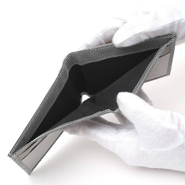  二つ折り財布 メンズ スキミング防止 小銭入れなし おしゃれ シルバー 銀色 スチュワート・スタンド(STEWART/STAND)