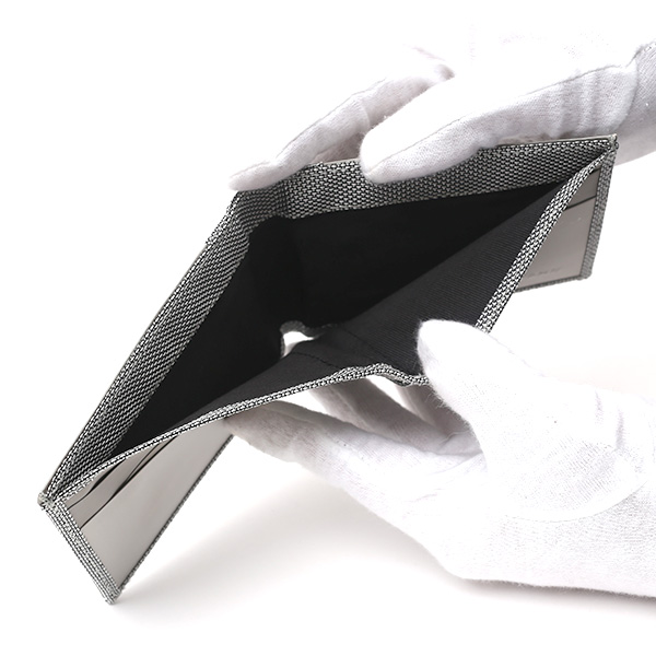  二つ折り財布 メンズ スキミング防止 小銭入れなし おしゃれ シルバー 銀色 スチュワート・スタンド(STEWART/STAND)