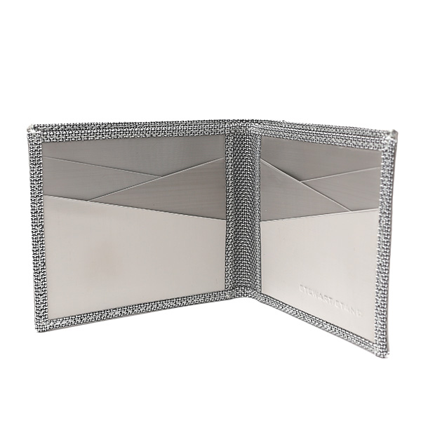  二つ折り財布 メンズ スキミング防止 小銭入れなし おしゃれ シルバー 銀色 スチュワート・スタンド(STEWART/STAND)