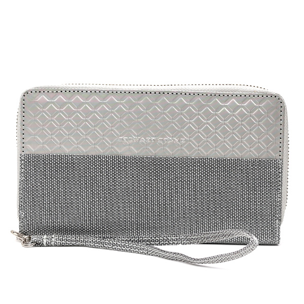 スチュワート・スタンド(STEWART/STAND) ラウンドジップ ウォレット 長財布 シルバー