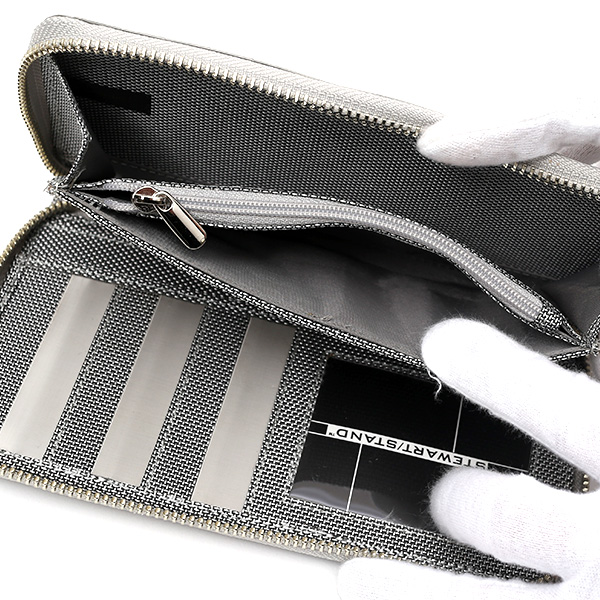  長財布 ラウンドファスナー スキミング防止 メンズ レディース ラウンドジップ シルバー 銀色 スチュワート・スタンド(STEWART/STAND)