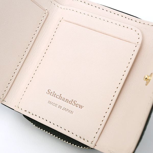  二つ折り レザー 本革 財布 メンズ レディース ブラック 黒 黒色 小銭入れ 日本製 ブランド 皮 サイフ StitchandSew(スティッチアンドソー)