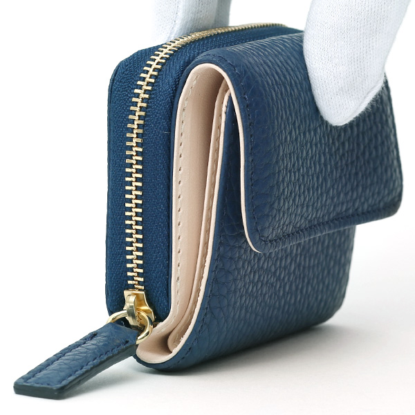  二つ折り レザー 本革 財布 メンズ レディース ブルー ネイビー 青色 小銭入れ 日本製 ブランド 皮 サイフ StitchandSew(スティッチアンドソー)