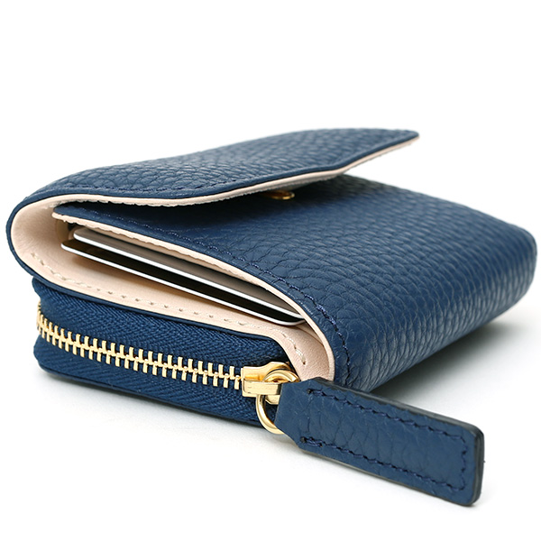  二つ折り レザー 本革 財布 メンズ レディース ブルー ネイビー 青色 小銭入れ 日本製 ブランド 皮 サイフ StitchandSew(スティッチアンドソー)