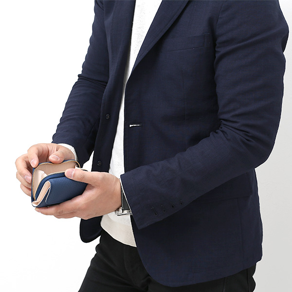  二つ折り レザー 本革 財布 メンズ レディース ブルー ネイビー 青色 小銭入れ 日本製 ブランド 皮 サイフ StitchandSew(スティッチアンドソー)