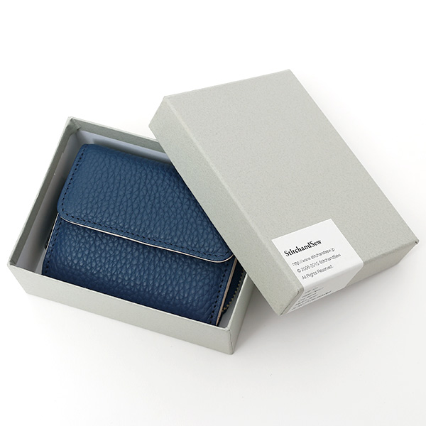  二つ折り レザー 本革 財布 メンズ レディース ブルー ネイビー 青色 小銭入れ 日本製 ブランド 皮 サイフ StitchandSew(スティッチアンドソー)