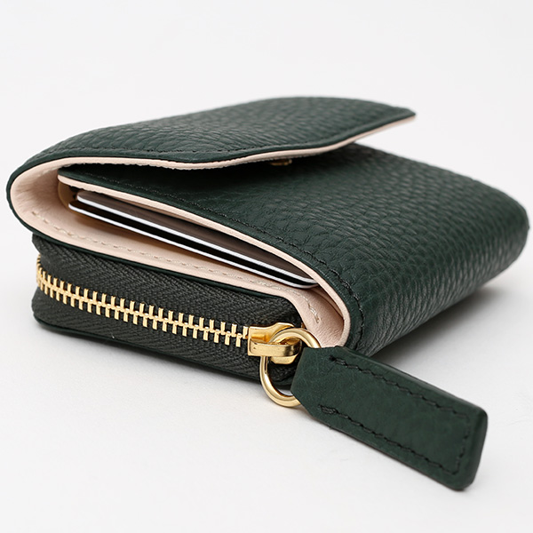 二つ折り レザー 本革 財布 メンズ レディース グリーン 緑色 小銭入れ 日本製 ブランド 皮 サイフ StitchandSew(スティッチアンドソー)