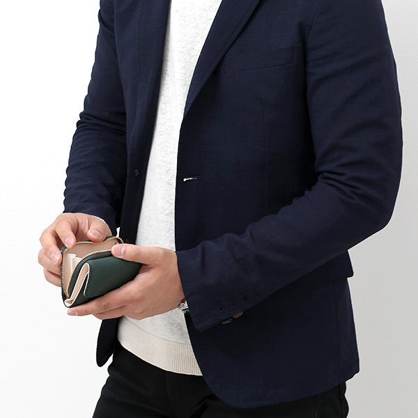  二つ折り レザー 本革 財布 メンズ レディース グリーン 緑色 小銭入れ 日本製 ブランド 皮 サイフ StitchandSew(スティッチアンドソー)