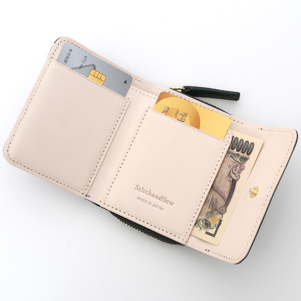  二つ折り レザー 本革 財布 メンズ レディース グリーン 緑色 小銭入れ 日本製 ブランド 皮 サイフ StitchandSew(スティッチアンドソー)