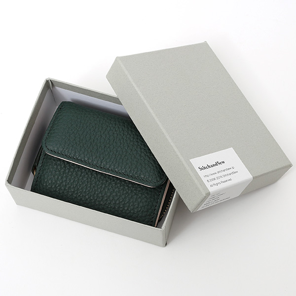  二つ折り レザー 本革 財布 メンズ レディース グリーン 緑色 小銭入れ 日本製 ブランド 皮 サイフ StitchandSew(スティッチアンドソー)