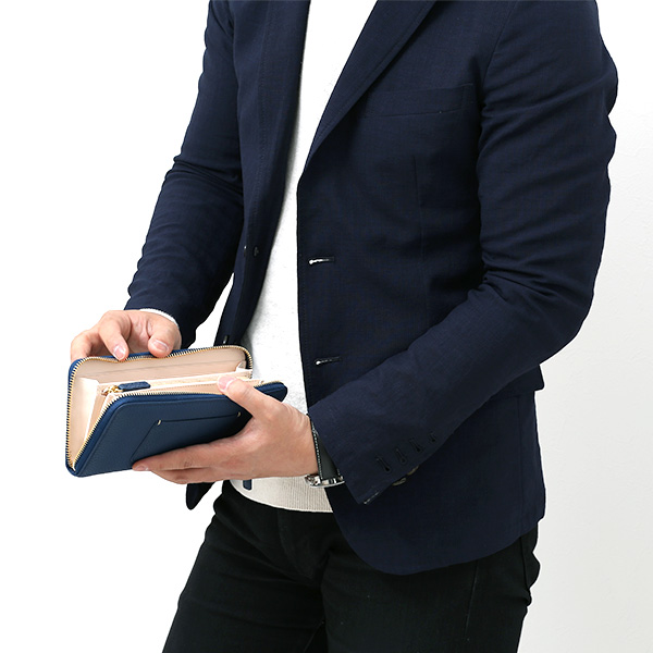  長財布 ラウンドファスナー 本革 レザー メンズ レディース ブルー ネイビー 青色 日本製 ラウンドジップ 大容量 StitchandSew(スティッチアンドソー)