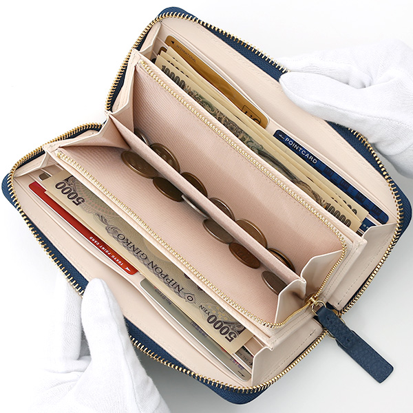  長財布 ラウンドファスナー 本革 レザー メンズ レディース ブルー ネイビー 青色 日本製 ラウンドジップ 大容量 StitchandSew(スティッチアンドソー)