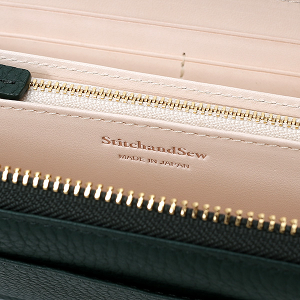  長財布 ラウンドファスナー 本革 レザー メンズ レディース グリーン 緑色 日本製 ラウンドジップ 大容量 StitchandSew(スティッチアンドソー)