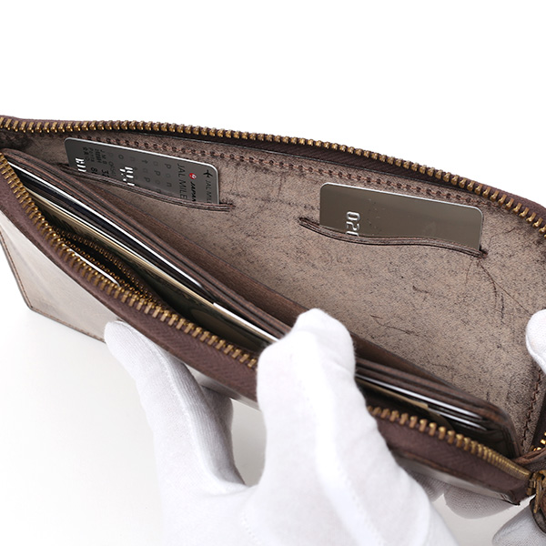  長財布 メンズ 本革 レザー ラウンドファスナー ブラウン 茶 茶色 小銭入れあり 薄型 薄まち コインケース トワクレ(Trois Clefs)