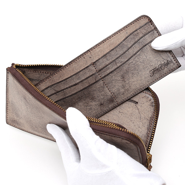  長財布 メンズ 本革 レザー ラウンドファスナー ブラウン 茶 茶色 小銭入れあり 薄型 薄まち コインケース トワクレ(Trois Clefs)